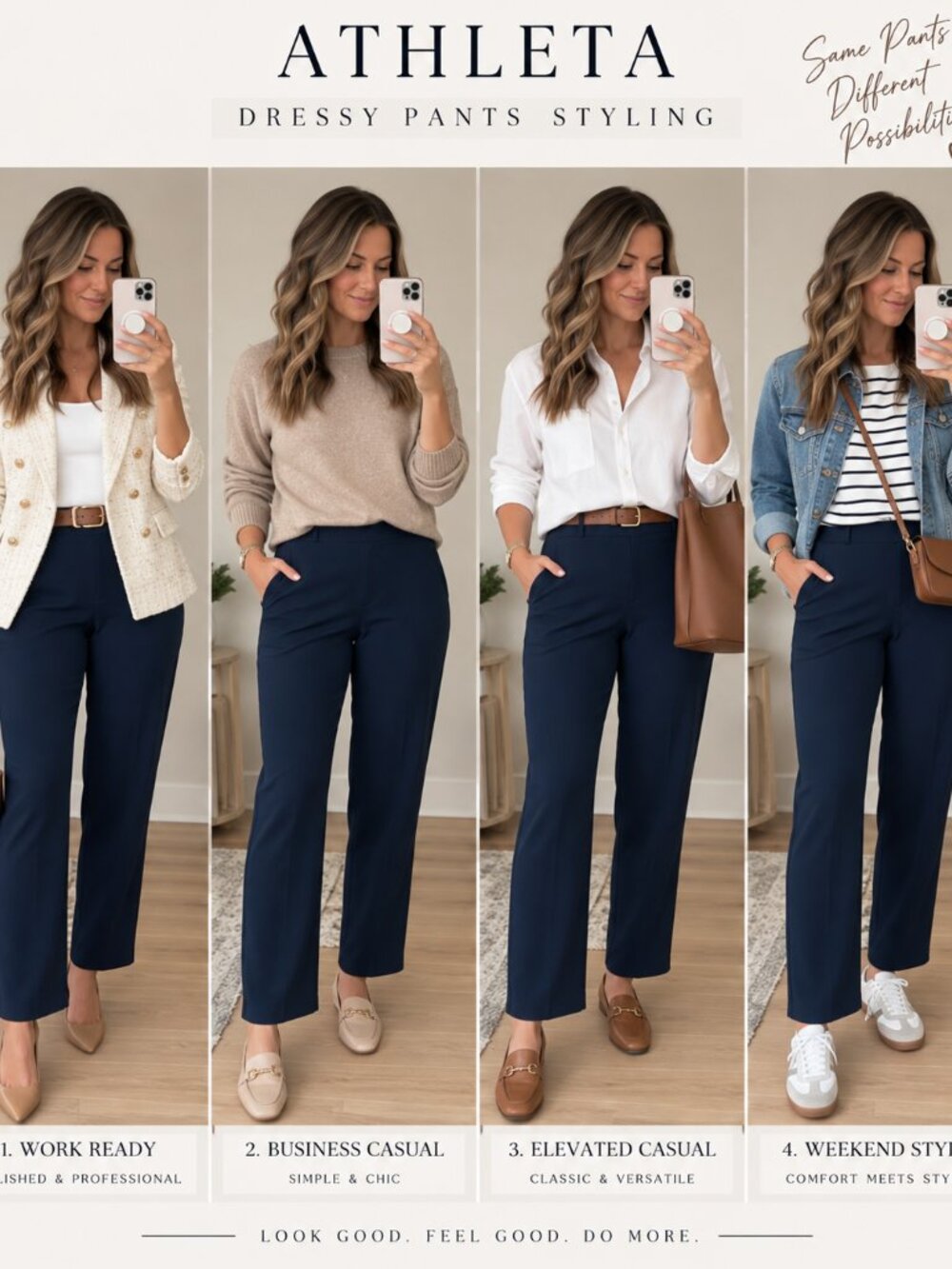 Athleta Endless High Rise Pants Navy Blue Size 10 Work Travel